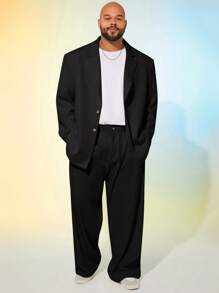 EASEVO Plus Size Men's Loose Fit Woven Wide Leg Casual Pants