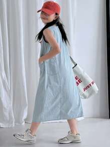 Dazy Kids Tween Girls' Daily Denim Dress - Light Wash - View 4