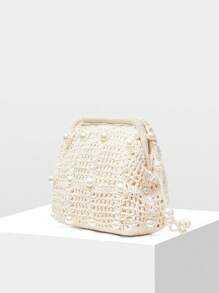 MOTF PREMIUM 仿珍珠钩针斜挎包 - 白色 - 查看 3