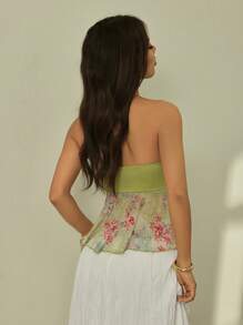 SHEIN PETITE Women's Halter Neck Top, Fashionable For Summer ,Petite Women - Green - View 2
