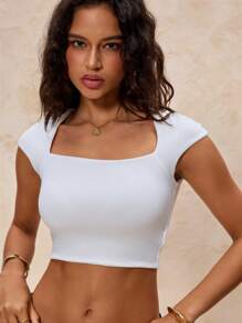 Glamine 2 Piezas Conjunto de Tops sin mangas de cuello cuadrado en color blanco y negro, Top básico para mujer, Top de verano, Crop Tops