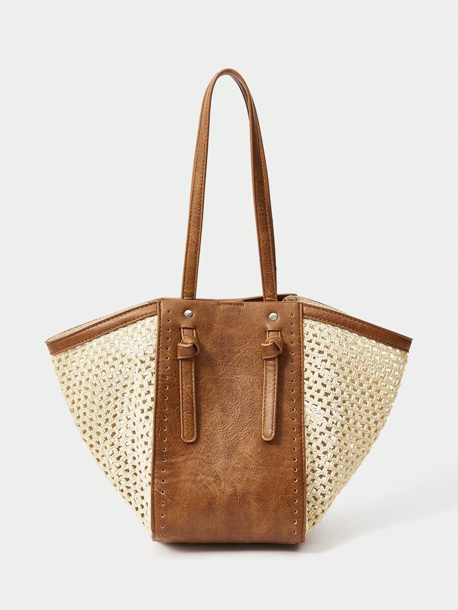 SHECARRY 时尚女士手提包，撞色设计，适合日常通勤和旅行