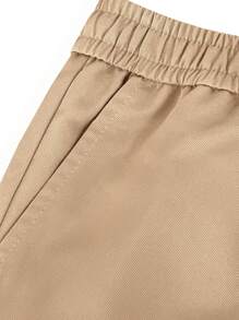 Manfinity Homme Men's Solid Color Casual Slim Fit Straight Leg Casual Pants, Fall - Khaki - View 6