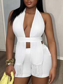 Slaydiva Women Two Pieces Outfits For Daily Wear - White - View 3
