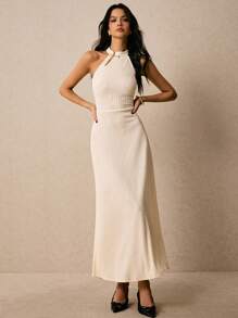 Poéselle Women Simple Elegant Halter Dress, Summer,Bodycon Dress