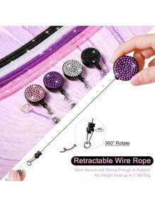 1 Piece, Exquisite Rhinestone Mesh Hanging Rope, Suitable For ID Card Holders, With Retractable Buckle And Badge Clip, Can Be Hung Back To School, Making You More Secure And At Ease