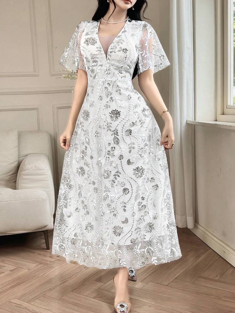 Women's Elegant Jacquard Sun Dress, Summer New Arrival Prom Dress Easter Maxi Dress Floral Dresses For Women