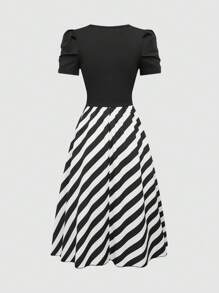SHEIN Clasi Váy nữ dài đến giữa bắp chân, thời trang cho mùa hè - Đen và trắng - Xem 2