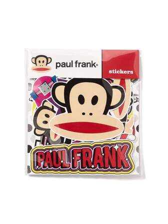Paul Frank X SHEIN 24张卡通猴子滑板图案街头风酷炫贴纸套装，专为学生、女性和男性设计，非常适合用于笔记本、日记本、手工装饰等。此外，它还可以贴在滑板、笔记本电脑和行李箱上，作为个性化装饰。采用可移除胶水，移除后不易留下粘性痕迹。