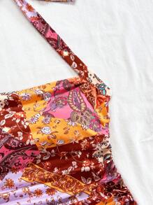 Soleia Women's Colorful Paisley, Cashew Flower, Retro Print Halter Neck Crisscross Tie Strap Top, Suitable For Music Festival, Beach, Party, Summer - Multicolor - View 4