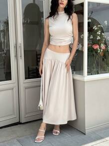 SHEIN MOD Women Two Pieces Outfits For Daily Wear - Apricot - View 1