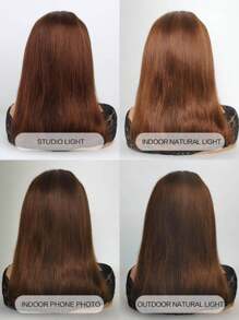 13x4 巧克力棕色蕾丝前假发 4 短发假发 真人发丝滑直发蕾丝前假发 女士 - S4 - 查看 5