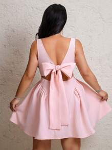 Lyrianda Romantic Sweet Backless Sexy Bow Party Princess Dress, For Women - Pink - View 3