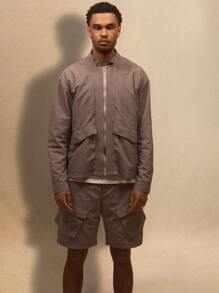 Musero Casual Street Style Oversized Utility Pocket Zip Through Jacket Only For Summer Holiday Vacation