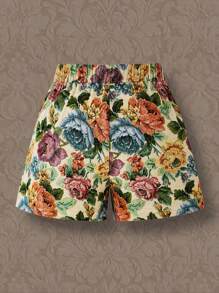 SHEIN Tall Women's Casual Oil Painting Jacquard Shorts, Spring/Summer - Multicolor - View 2