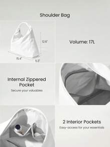 GLOWMODE 17L Unadjustable Textured Water-Resistant Shoulder Bag Fall Winter - White - View 4