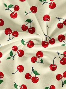 Soleia Vestido corto tipo camisola de ajuste ceñido con estampado de cerezas para mujer, informal, apropiado para vacaciones de verano