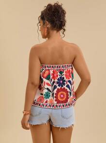 Travachic Mother Day Outfit Plus Size Women Summer Floral Print Loose Tube Top Woman S Summer Clothes Women S Summer Shirts Women S Clothes
