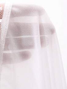 DAZY Women's Romantic Lace Patchwork Sheer Chiffon Long Robe Pajama - White - View 10