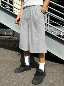 DAZY Men's Letter Embroidered Grey Casual Jogger Pants, Summer