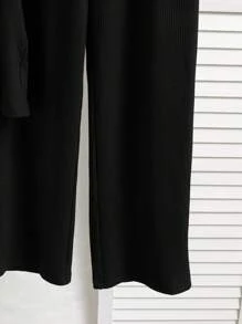 2pcs/Set Teen Boy Classic Black & White Color Teens Boys 2 In 1 White Shirt Vest Tee + Elastic Waist Casual Pants Outfit