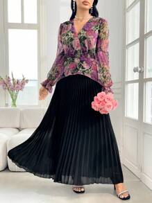 Modelyn Đầm Maxi Thường Ngày In Hoa Thanh Lịch Ôm Sát Cho Nữ - màu đen - Xem 1