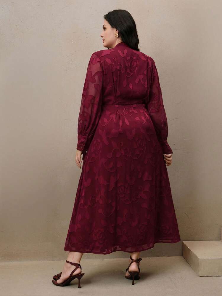 Plus Size Women Elegant Romantic Floral Print Fitted Long Dress, Suitable For Spring, Festivals, Elegant, Holiday, Vacation, Casual Wear