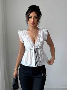 SHEIN Clasi Áo sơ mi nữ không tay màu trơn, thời trang cho mùa hè - trắng - Xem 6