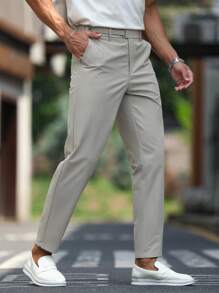Manfinity Bizformal Pantalon droit décontracté de couleur unie avec poches