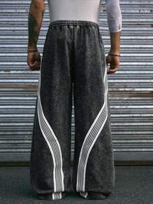 AXEPEAK Pantalones de chándal estilo streetwear de moda con pierna ancha y estampado de copos de nieve, para la escuela
