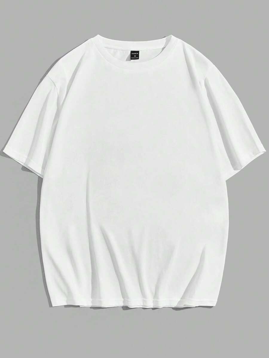 Manfinity VCAY Camiseta de manga corta blanca de punto informal de talla grande