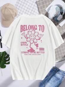 Manfinity VCAY Camiseta de manga corta blanca de punto informal de talla grande