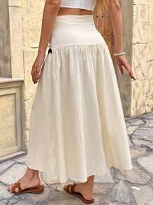 Breezaya Elegant Bohemian Colorblock Wavy Ribbon Layered Cake Skirt For Women, Spring/Summer Vacation