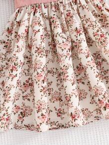 Emery Rose Kids Emery Rose Kids 女童拼布碎花圆领短袖休闲连衣裙 - 粉色 - 查看 6