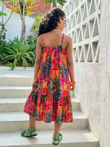 SHEIN 青少年女孩度假休闲无袖连衣裙 - 彩色 - 查看 2