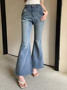 DAZY Ladies' Summer New Casual Pure High-End Decorative Slim Fit Denim Jeans - Blue - View 2