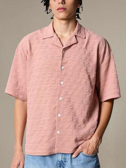 Street Life Camisa de manga corta con botones, de punto jacquard a cuadros, holgada, para vacaciones