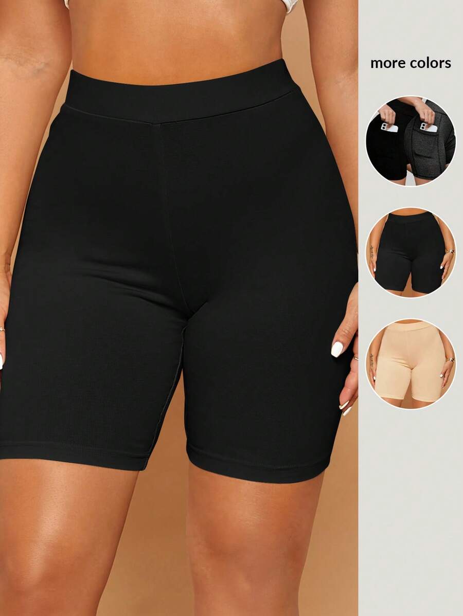 SHEIN SXY High Waist Solid Biker Shorts - Black - View 1