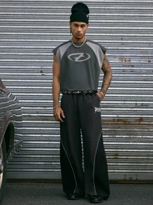 AXEPEAK Quần dài ống rộng màu tương phản thời trang đường phố cho nam - Nhiều màu - Xem 3