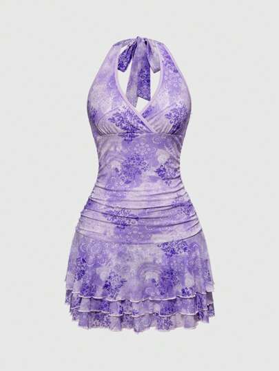 Fairycore Vestido de mujer con cuello halter, de moda para el verano