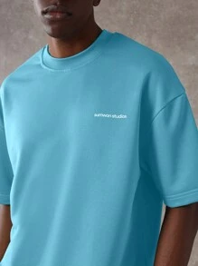 SUMWON Camiseta de manga corta oversize Sumwon Studios, camiseta deportiva casual de verano con estampado de logo de ropa urbana