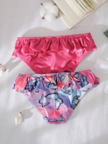 少女蝴蝶印花荷叶边三角内裤 - 彩色 - 查看 2