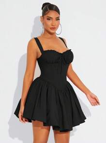 SHEIN SXY Prom Dress;Summer;Princess Style Red Tulle Ballerina Dress, With Non-Detachable Crinoline, For Birthday Party, Date, Gathering - Black - View 8