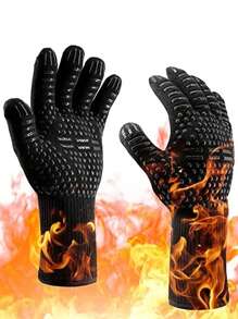 SHEIN 1pc Oven Gloves 932 °F Heat Resistant Gloves, Cut Resistant Oven Gloves, Non-Slip Silicone BBQ Gloves, Kitchen Safe Cooking Gloves, Oven Gloves, BBQ, Grill, Oven Gloves, Outdoor Camping Picnic, Cookware Barbecue Tool Accessories