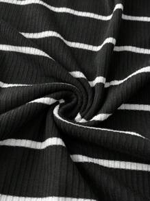 SHEIN Maternity Pregnancy Casual Striped Sleeveless Nursing Dress, Summer - Black and White - View 7