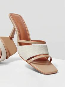 MOTF PREMIUM 方头高跟拼色女式凉鞋、毕业高跟鞋、舞会高跟鞋，适合夏季、圣诞节、秋季、新年假期和情人节