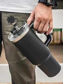 2 件/套可爱花朵吸管盖，0.4 英寸/10 毫米硅胶吸管顶盖保护盖，带首字母姓名 ID 字母饰物，适用于 30 盎司和 40 盎司带手柄玻璃杯（黑色），母亲节礼物 - 黑色 - 查看 6