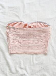 Soleia 渐变扭纹抹胸上衣，纹理面料，适合度假、音乐节、波西米亚风、节日、约会、下午茶 - 淺粉色 - 查看 2