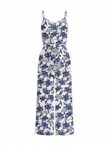 Glamance Pamile 女式蓝白色连体裤无袖细肩带波西米亚风女装夏季服装，外出度假服装 - 白色 - 查看 2