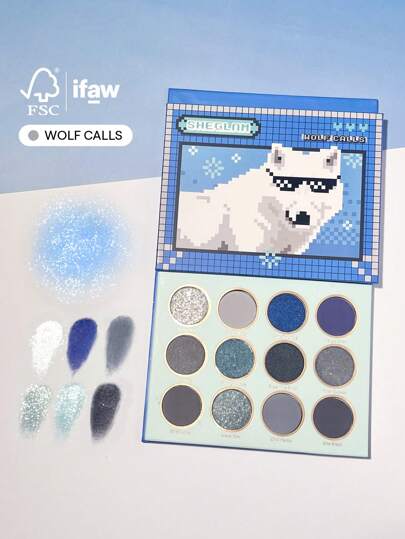 لوحة ظلال العيون Wolf Calls Palette 12-Clolor Shimmer Matte Eyeshadow Palette بلون معدني أزرق رمادي يدوم طويلاً بدون تلطيخ ظلال عيون ناعمة وشديدة الصبغة مستحضرات تجميل العيون هدايا عيد الميلاد والشتاء رائجة ظلال العيون علامة تجارية جمال مكياج مستحضرات تجميل للنساء الفتيات مثالي لفصل الخريف الشتاء مثالي ل- Y2K أزياء أنيقة هدية حفلة جاهز أفضل لون